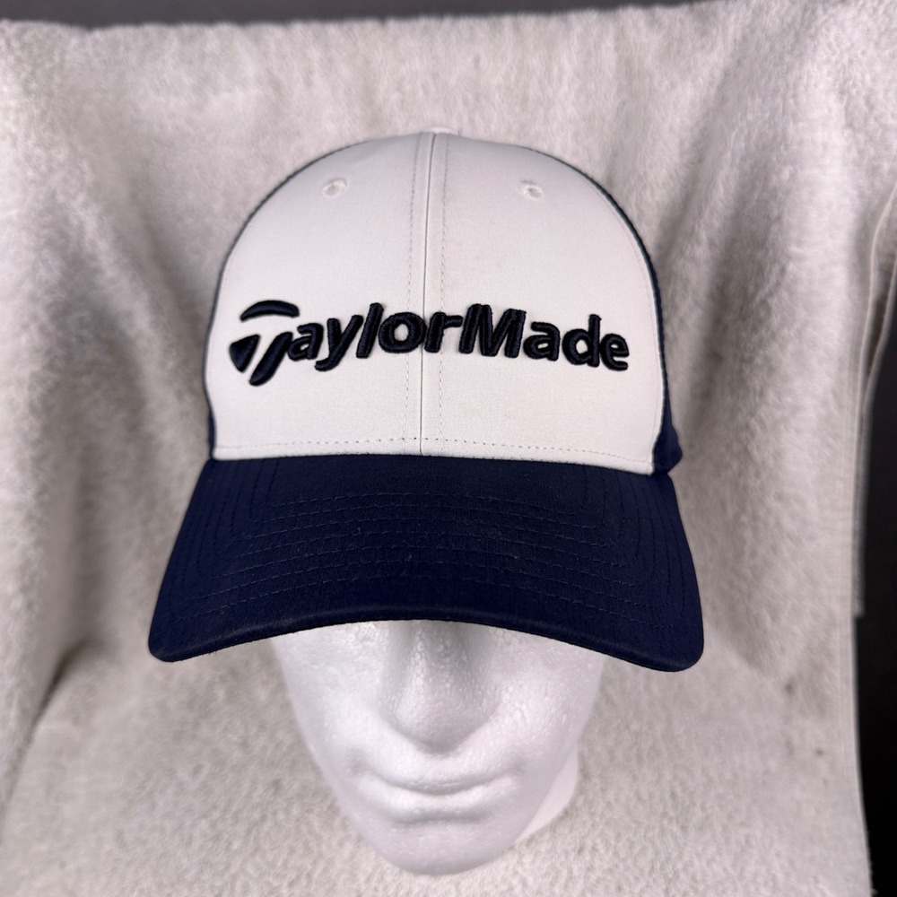 TaylorMade Golf Mens Adjustable White & Blue Hat Cap